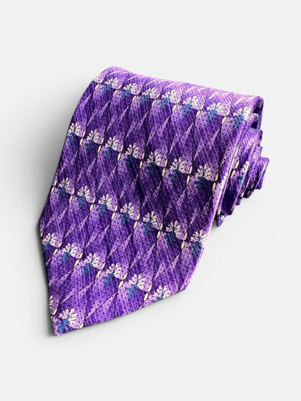 NEW Jhane Barnes mens purple geometric 100% silk neck tie NWT